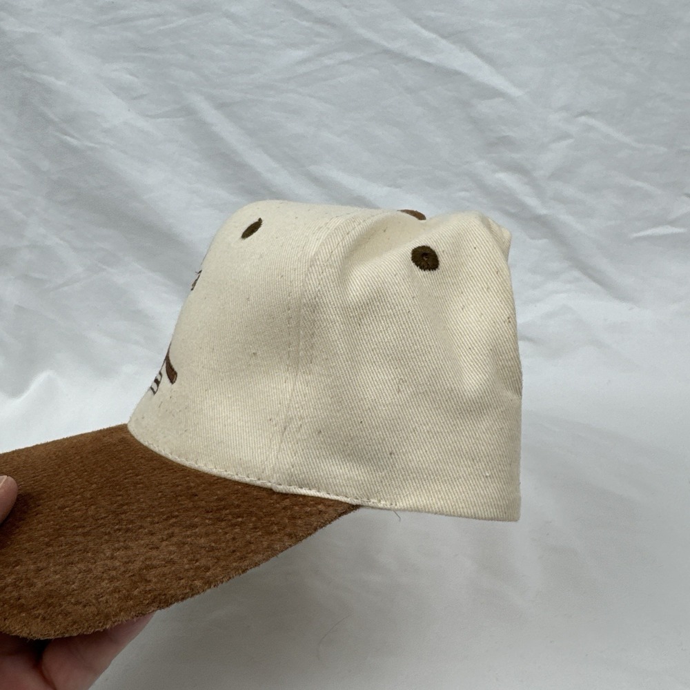 Y2K Christian Cross Gavel Strapback Hat FCAI Suede Brim KC Cap Beige Brown - Picture 4 of 11